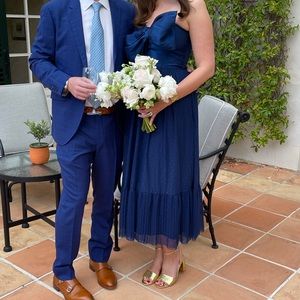 Worn once navy Anthropologie bow dress, in perfect condition.